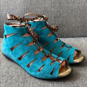 Beautifeel Women’s Turquoise Leather High Top Sandals Size: 38